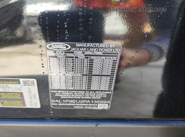 SAL1P9EU2PA135994 2023 LAND ROVER RANGE Черный Вид наклейки с VIN-кодом