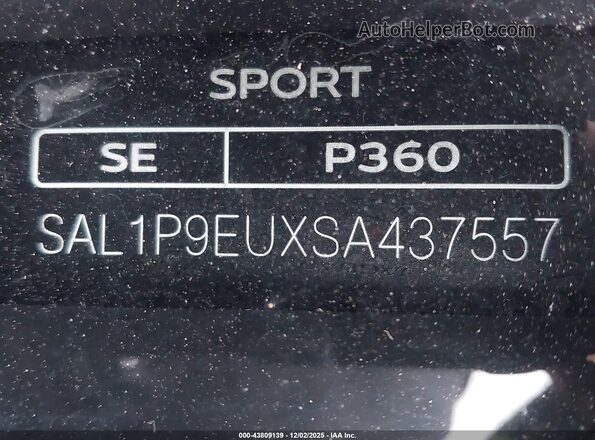 SAL1P9EUXSA437557 2025 LAND ROVER RANGE ROVER SPORT Серый 