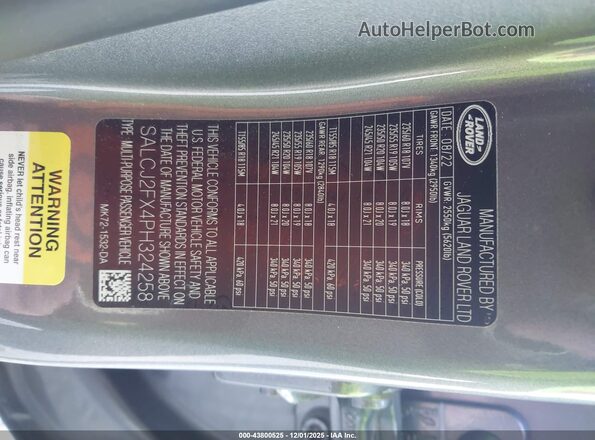 SALCJ2FX4PH324258 2023 LAND ROVER DISCOVERY SPORT Серый Вид подкапотного пространства