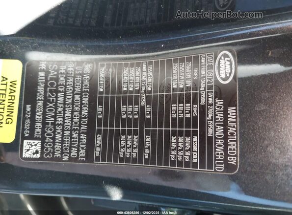 SALCL2FX0MH904953 2021 LAND ROVER DISCOVERY SPORT Gray Widok komory silnika