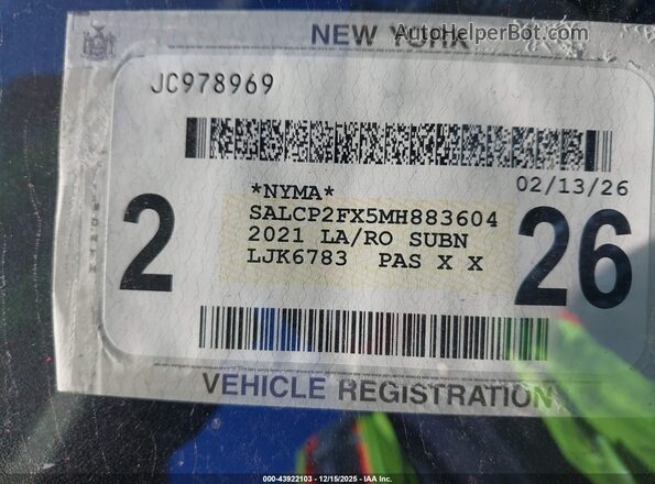 SALCP2FX5MH883604 2021 LAND ROVER DISCOVERY SPORT Black 