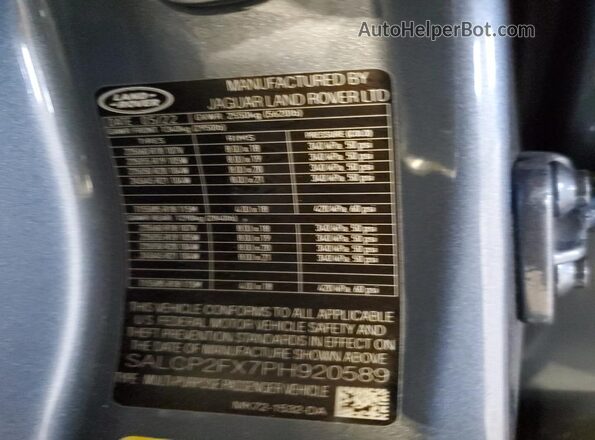 SALCP2FX7PH920589 2023 LAND ROVER DISCOVERY Синий Панорамный вид салона 360°
