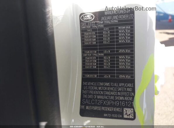SALCT2FX9PH916121 2023 LAND ROVER DISCOVERY SPORT Белый Вид подкапотного пространства