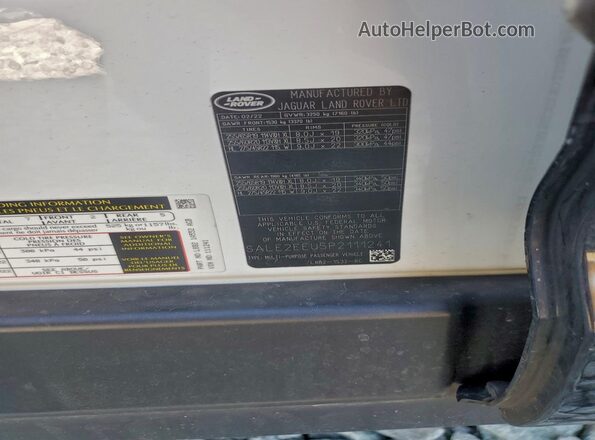 SALE2EEU5P2111241 2023 LAND ROVER DEFENDER White Widok naklejki z numerem VIN