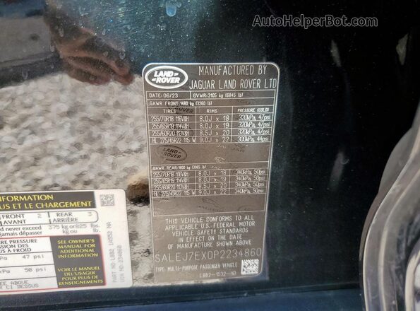 SALEJ7EX0P2234860 2023 LAND ROVER DEFENDER Black ძრავის განყოფილების ხედი