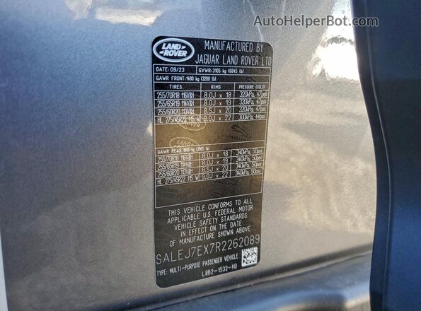 SALEJ7EX7R2262089 2024 LAND ROVER DEFENDER Серый Панорамный вид салона 360°