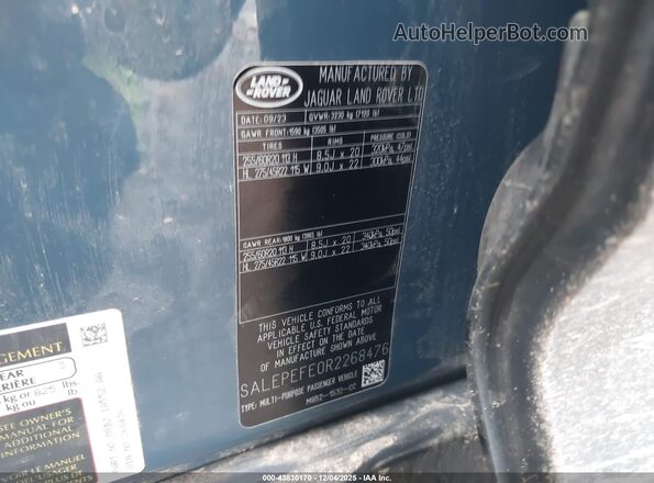 SALEPEFE0R2268476 2024 LAND ROVER DEFENDER Blue Շարժիչի բաժամունքի տեսք