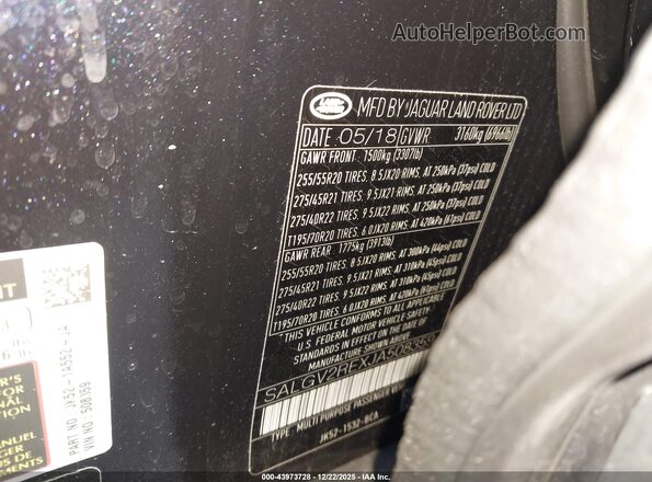 SALGV2REXJA508359 2018 LAND ROVER RANGE ROVER Dark Blue Widok komory silnika