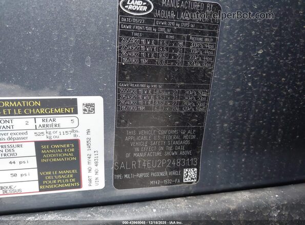 SALRT4EU2P2483113 2023 LAND ROVER DISCOVERY Синий Вид подкапотного пространства