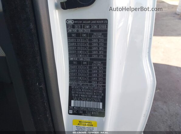 SALVC5RX3KH329976 2019 LAND ROVER RANGE ROVER EVOQUE Белый Вид подкапотного пространства