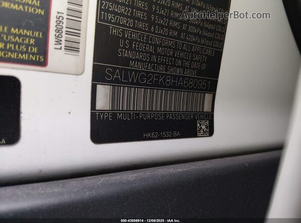 SALWG2FK8HA680951 2017 LAND ROVER RANGE ROVER SPORT Белый Вид подкапотного пространства