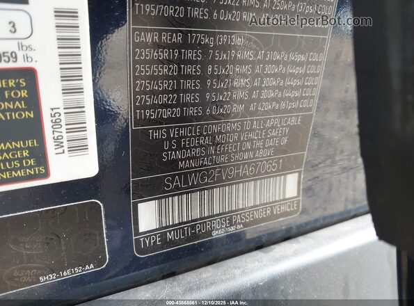 SALWG2FV9HA670651 2017 LAND ROVER RANGE ROVER SPORT Dark Blue Вид подкапотного пространства