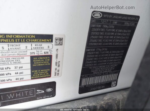 SALWR2RK3JA184774 2018 LAND ROVER RANGE ROVER SPORT White Vista del compartimento del motor