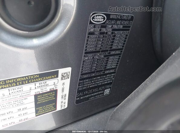 SALYK2EX6LA257864 2020 LAND ROVER RANGE ROVER VELAR Gray ძრავის განყოფილების ხედი