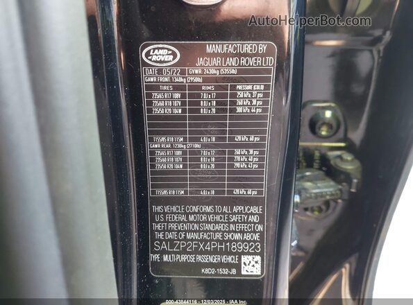 SALZP2FX4PH189923 2023 LAND ROVER RANGE ROVER EVOQUE Black Вид підкапотного простору