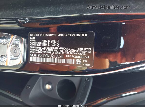 SCATV0C00NU213029 2022 ROLLS-ROYCE GHOST Black ძრავის განყოფილების ხედი