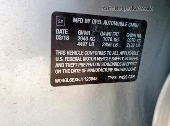 W04GL6SX6J1123648 2018 BUICK REGAL Серебряный Вид подкапотного пространства