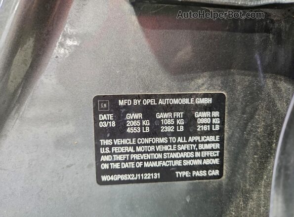 W04GP6SX2J1122131 2018 BUICK REGAL Серый Вид наклейки с VIN-кодом