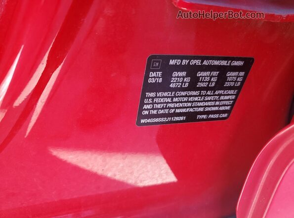 W04GS6SS2J1129261 2018 BUICK REGAL Red ძრავის განყოფილების ხედი