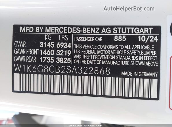 W1K6G8CB2SA322868 2025 MERCEDES-BENZ AMG S 63 E White Widok komory silnika