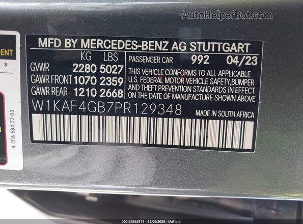 W1KAF4GB7PR129348 2023 MERCEDES-BENZ C-CLASS Gray Vista del compartimento del motor