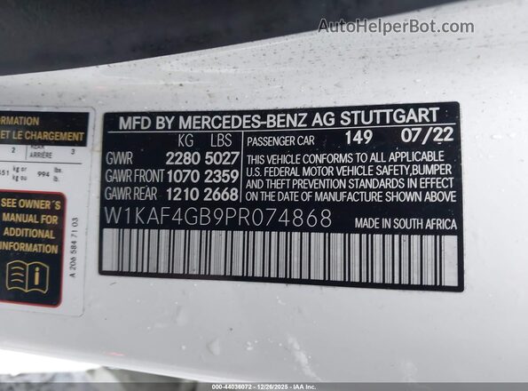 W1KAF4GB9PR074868 2023 MERCEDES-BENZ C-CLASS Белый Вид подкапотного пространства