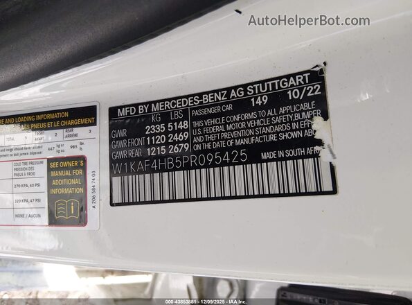 W1KAF4HB5PR095425 2023 MERCEDES-BENZ C-CLASS White Vista del compartimento del motor