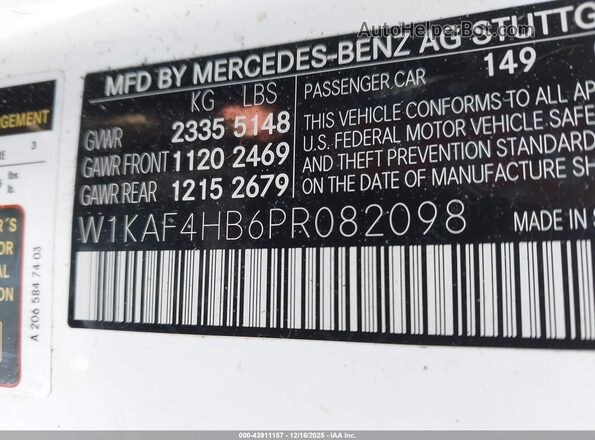W1KAF4HB6PR082098 2023 MERCEDES-BENZ C-CLASS White Вид підкапотного простору