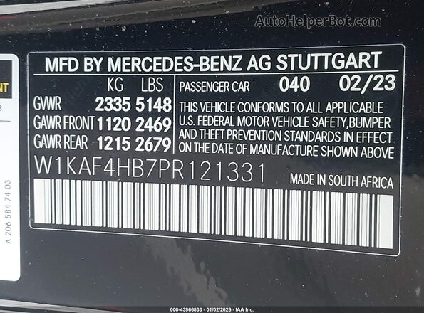 W1KAF4HB7PR121331 2023 MERCEDES-BENZ C-CLASS Black Widok komory silnika