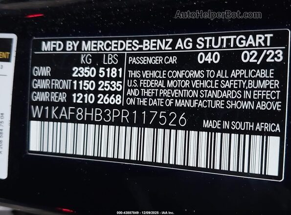 W1KAF8HB3PR117526 2023 MERCEDES-BENZ AMG C 43 Black Vista del compartimento del motor