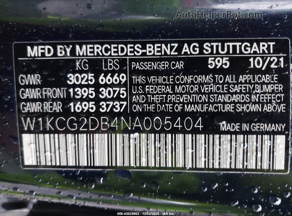 W1KCG2DB4NA005404 2022 MERCEDES-BENZ EQS 450+ Blue Вид підкапотного простору