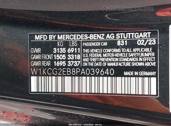 W1KCG2EB8PA039640 2023 MERCEDES-BENZ EQS 450 Black Вид підкапотного простору