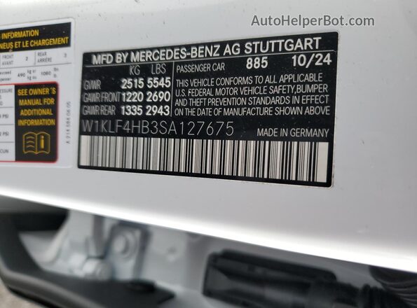 W1KLF4HB3SA127675 2025 MERCEDES-BENZ E Белый Вид подкапотного пространства