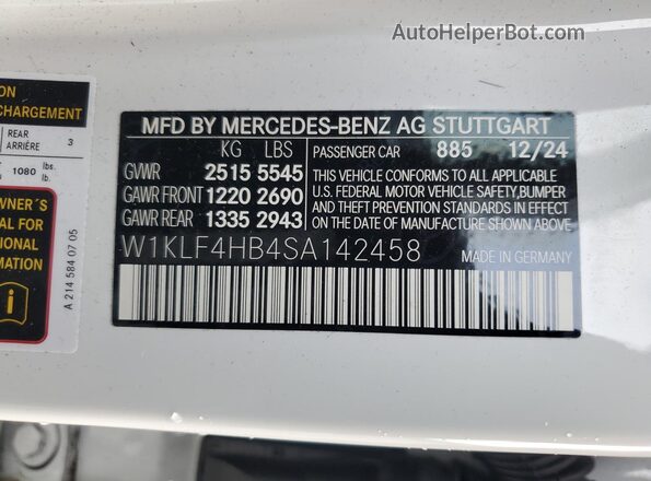 W1KLF4HB4SA142458 2025 MERCEDES-BENZ E White Widok komory silnika