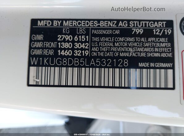 W1KUG8DB5LA532128 2020 MERCEDES-BENZ S-CLASS Белый Вид подкапотного пространства