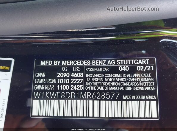 W1KWF8DB1MR628577 2021 MERCEDES-BENZ C-CLASS Black Vista del compartimento del motor