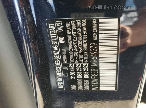 W1KWF8EB1MR649279 2021 MERCEDES-BENZ C Blue Vista del compartimento del motor