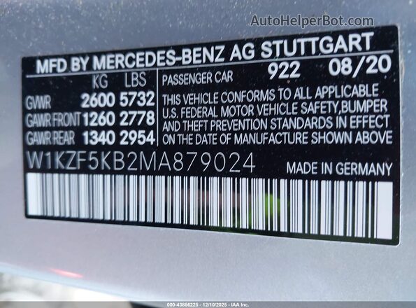 W1KZF5KB2MA879024 2021 MERCEDES-BENZ E-CLASS Silver ძრავის განყოფილების ხედი