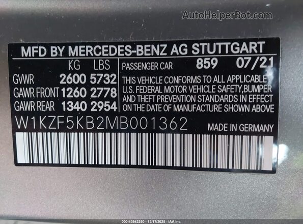 W1KZF5KB2MB001362 2021 MERCEDES-BENZ E-CLASS Желто-коричневый Вид подкапотного пространства