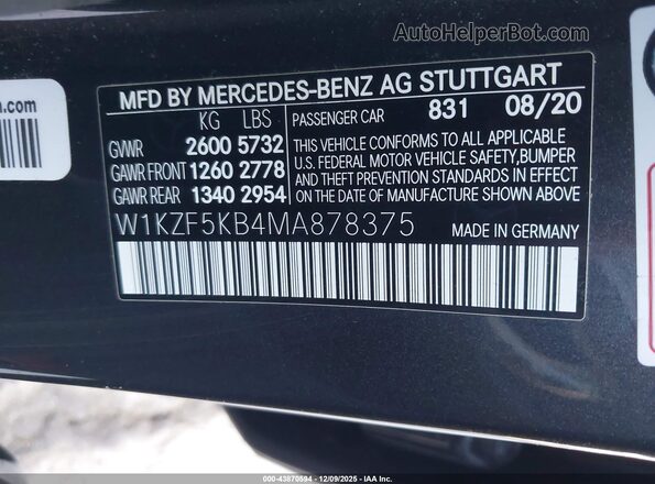 W1KZF5KB4MA878375 2021 MERCEDES-BENZ E-CLASS Black Widok komory silnika