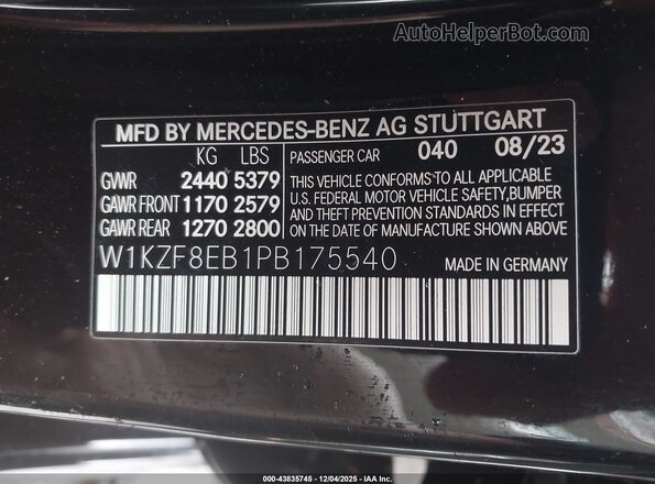 W1KZF8EB1PB175540 2023 MERCEDES-BENZ E-CLASS Black Vista del compartimento del motor