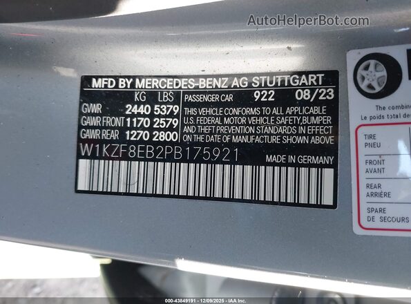 W1KZF8EB2PB175921 2023 MERCEDES-BENZ E-CLASS Серый Вид подкапотного пространства