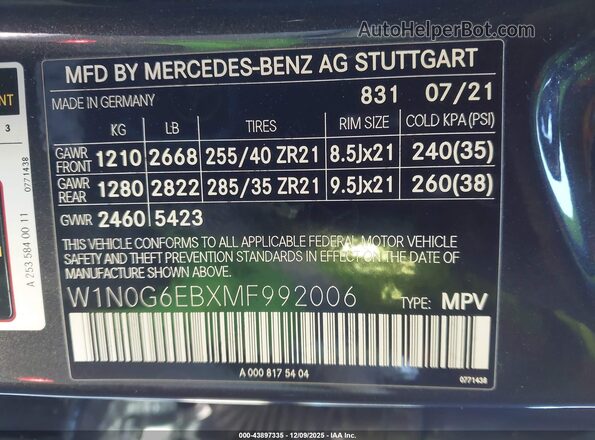 W1N0G6EBXMF992006 2021 MERCEDES-BENZ AMG GLC 43 Черный Вид подкапотного пространства
