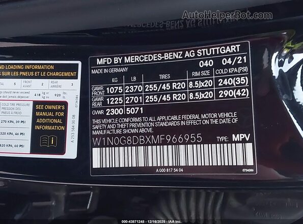 W1N0G8DBXMF966955 2021 MERCEDES-BENZ GLC 300 Black Widok komory silnika