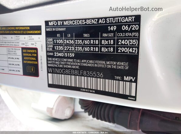 W1N0G8EB8LF835536 2020 MERCEDES-BENZ GLC 300 White Շարժիչի բաժամունքի տեսք