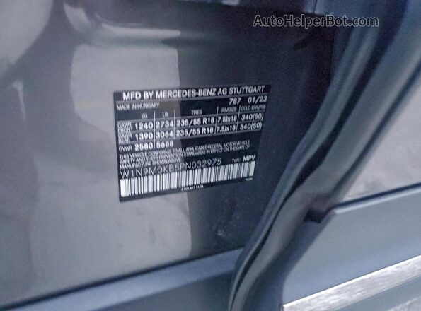 W1N9M0KB5PN032975 2023 MERCEDES-BENZ EQB Серый Панорамный вид салона 360°