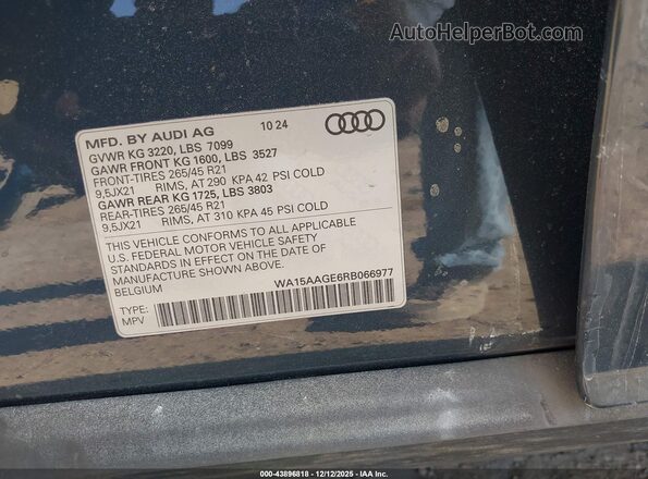 WA15AAGE6RB066977 2024 AUDI Q8 E-TRON Синий Вид подкапотного пространства
