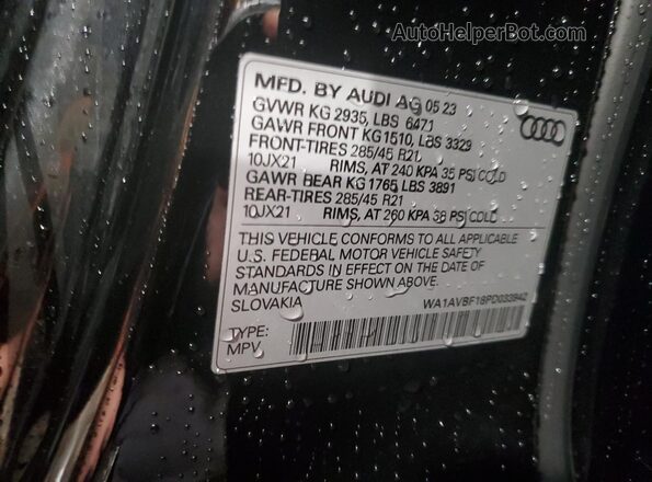 WA1AVBF18PD033942 2023 AUDI Q8 Black Widok naklejki z numerem VIN
