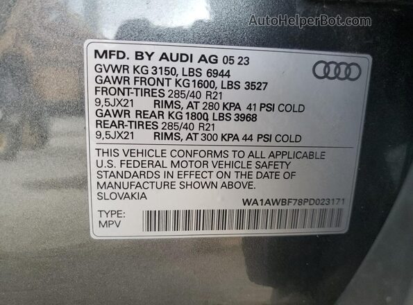 WA1AWBF78PD023171 2023 AUDI SQ7 Gray Սալոնի 360 աստիճան տեսք