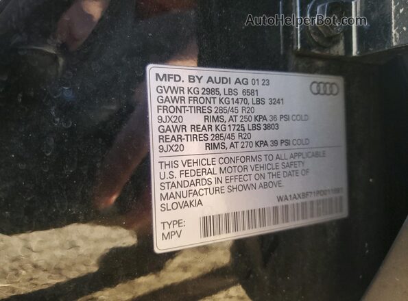 WA1AXBF71PD011991 2023 AUDI Q7 Black Widok naklejki z numerem VIN